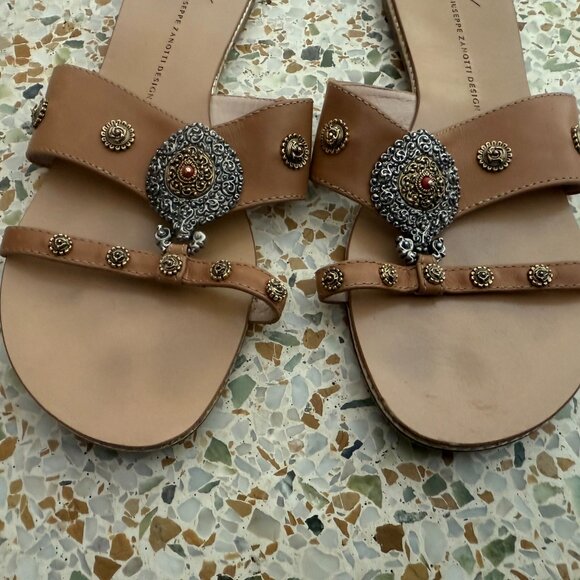 Giuseppe Zanotti brown jeweled sandals size 40.5 - Picture 5 of 7